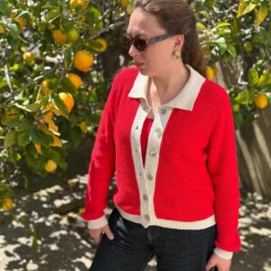 Cárdigan rojo algodón