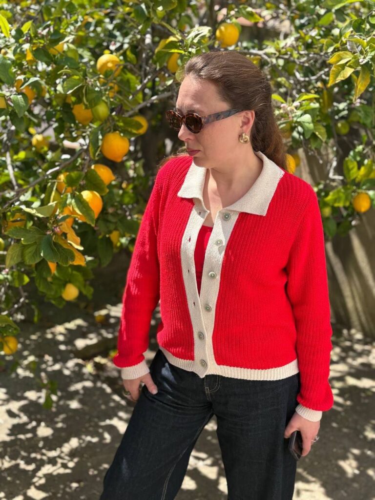 Cárdigan rojo algodón
