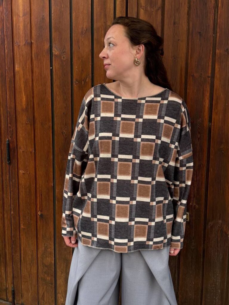 Jersey cuadros marrón gris