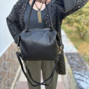 Bolso de piel auténtica negro